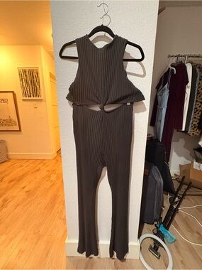 SPIRITUAL GANGSTER Sleeveless Ribbed Cutout Jumpsuit - Black